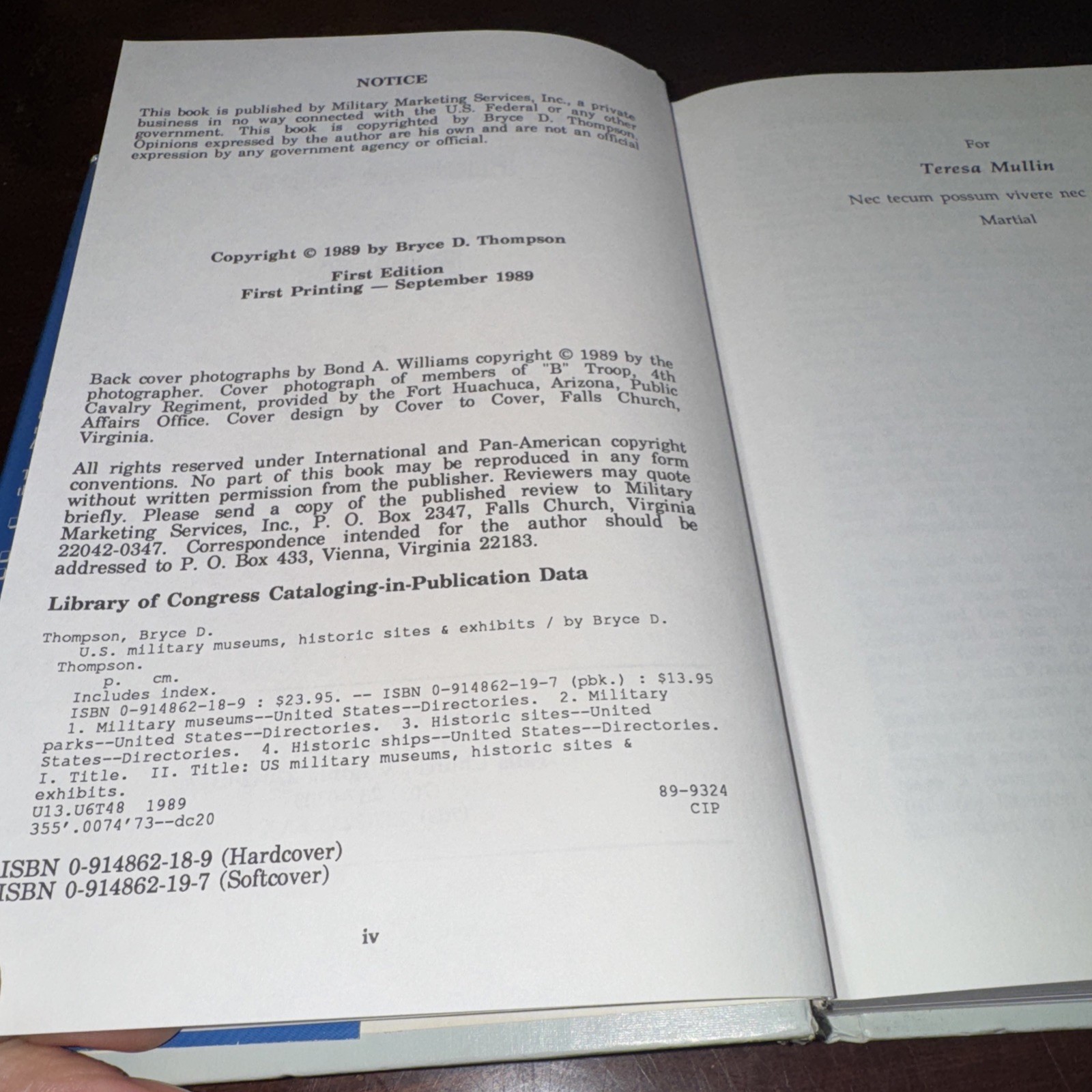 Vintage 1989 U.S. Military Museums, Historic Sites &Exhibits- Bruce D. Thompson