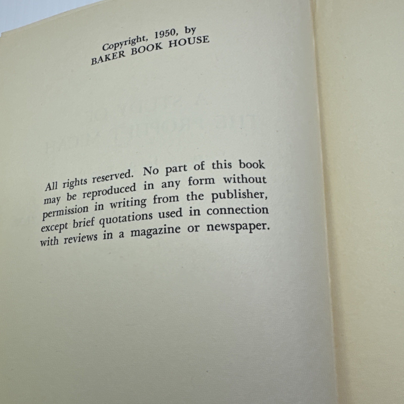 A Study of the Prophet of Micah Copass & Carlson 1950 HC Baker Book House