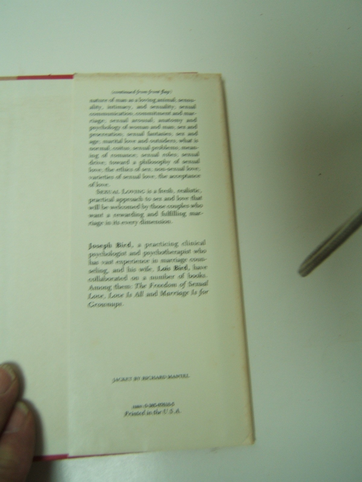 Sexual Loving the Experiences of Loving Joseph & Linda Bird 1976 BCE D/J