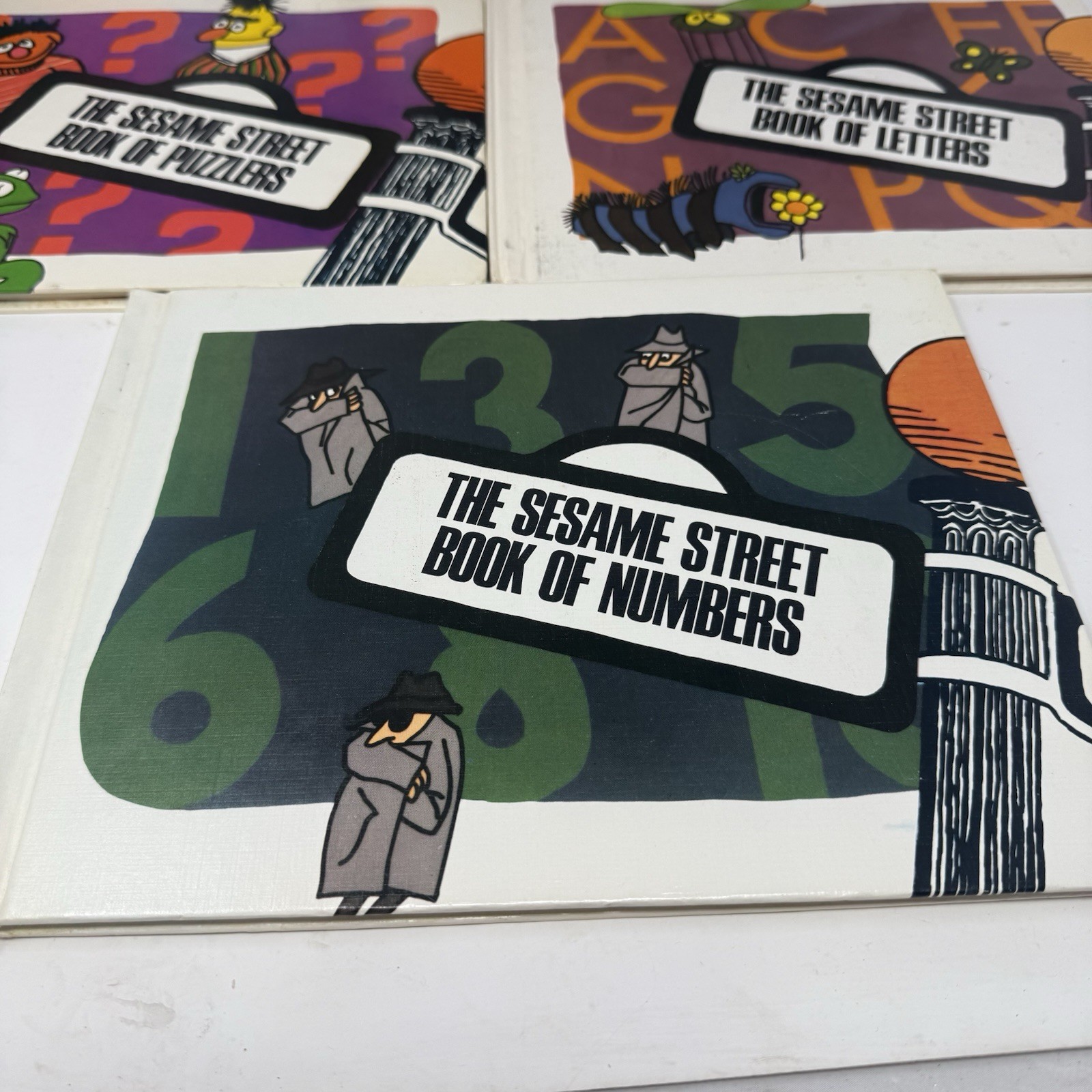 Set Of 5 Vintage Sesame Street Children’s Hard Cover Books Retro 1970s