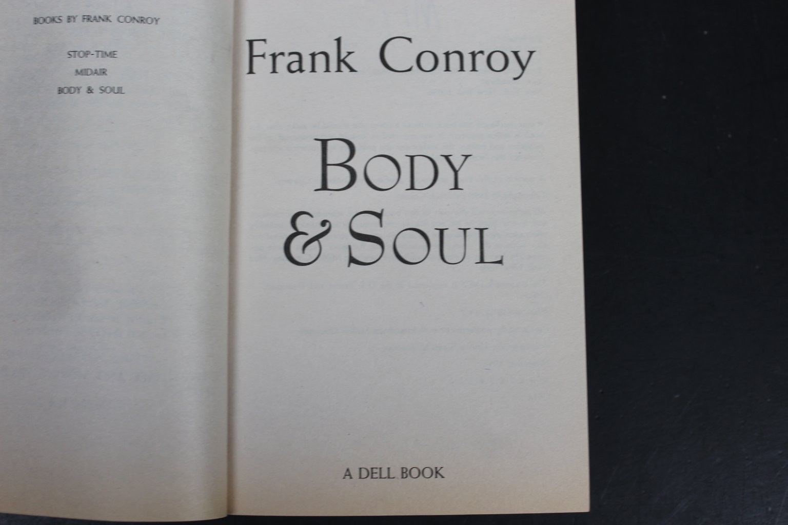 Body & Soul Frank Conroy 1994 Advance Reading Copy ARC Fiction Dell PB