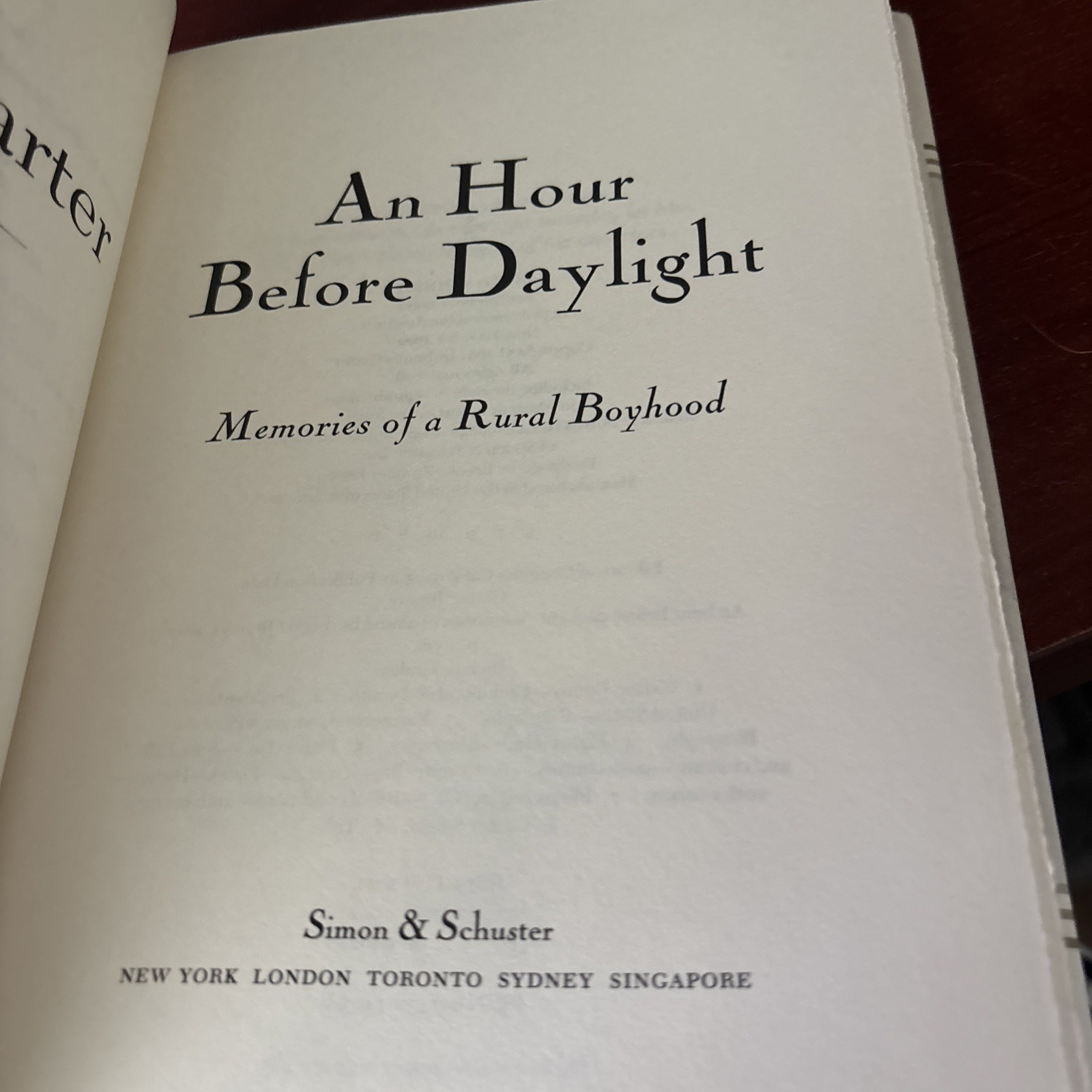 An Hour Before Daylight Jimmy Carter Hardcover First Edition 2001 Signed