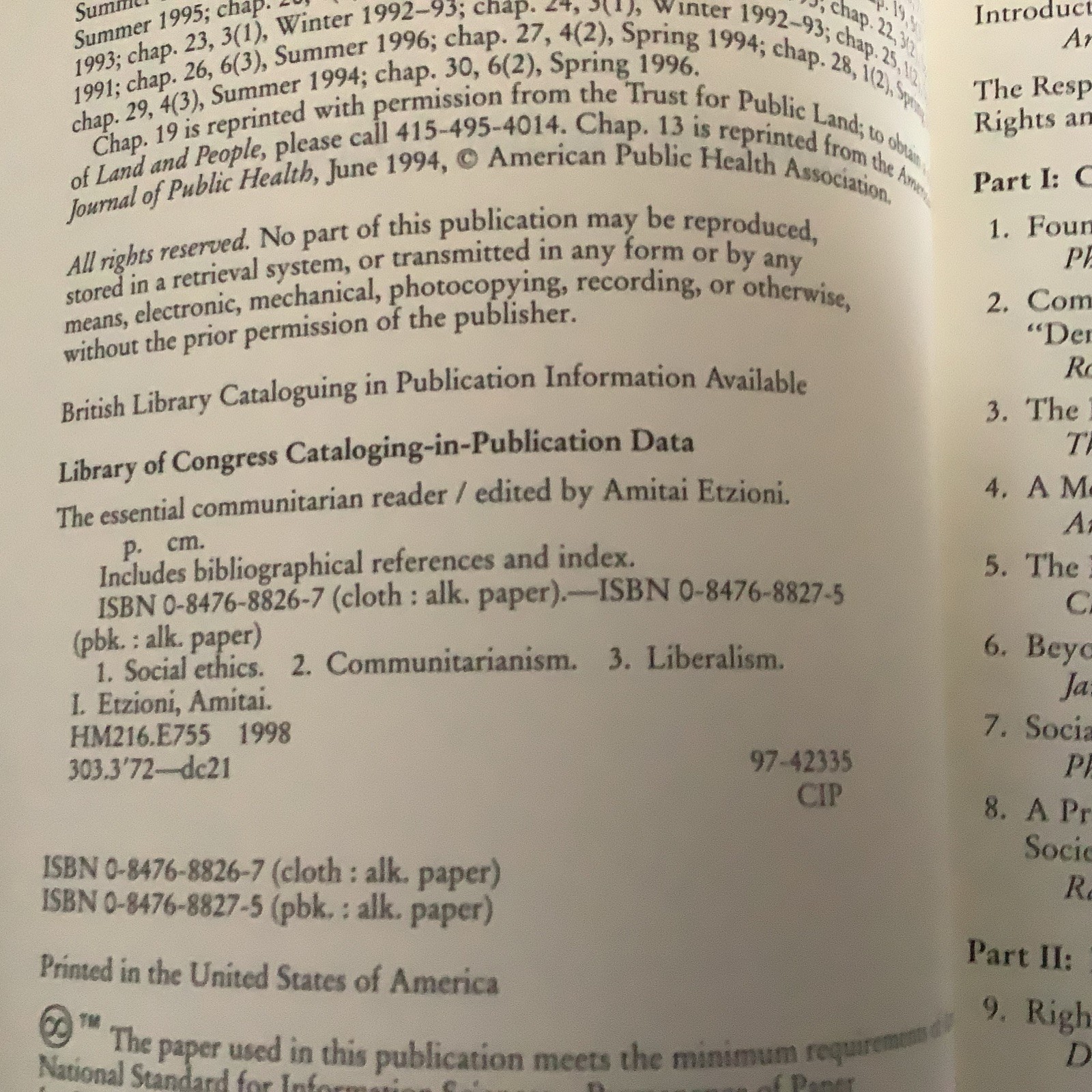 Essential Communitarian Reader, Paperback by Etzioni, Amitai (EDT); Bayer, Ro…