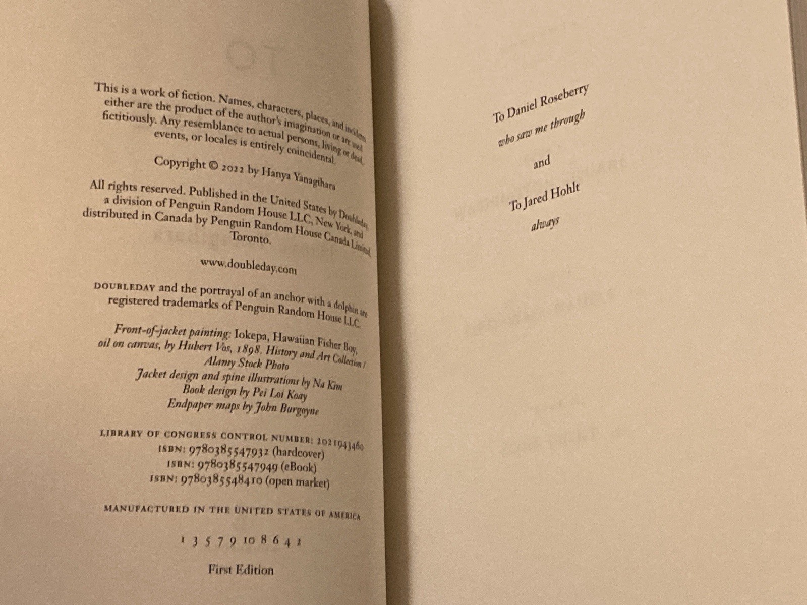 To Paradise by Yanagihara; Signed by Author, 1st Edition Stated, VG+ / VG+