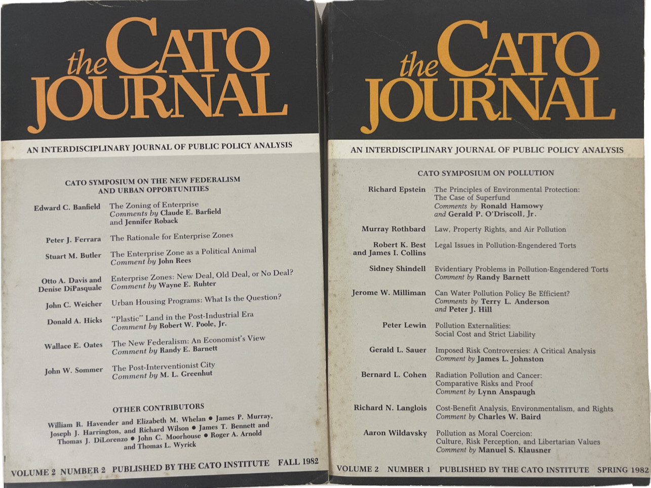 The Cato Journal Spring Fall 1982 Lot 2 Books Vtg Public Policy Analysis
