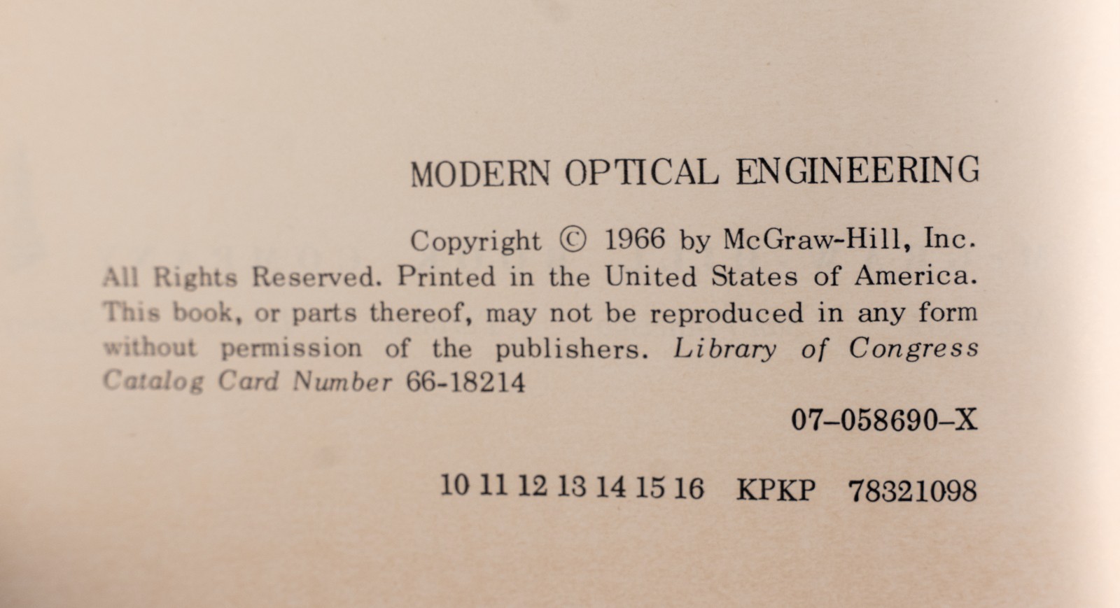 Modern Optical Engineering 1966 Warren J. Smith HC DJ Okay Cond. AS SHOWN