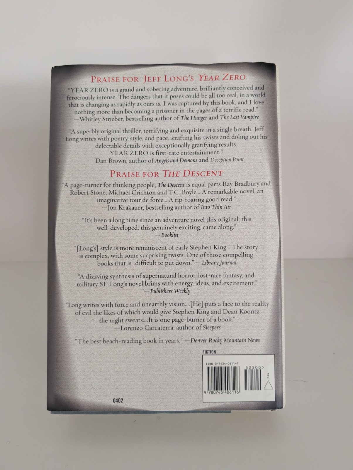 Year Zero by Jeff Long 1st Edition 1st Printing HC 2002 Sci-Fi Thriller Horror