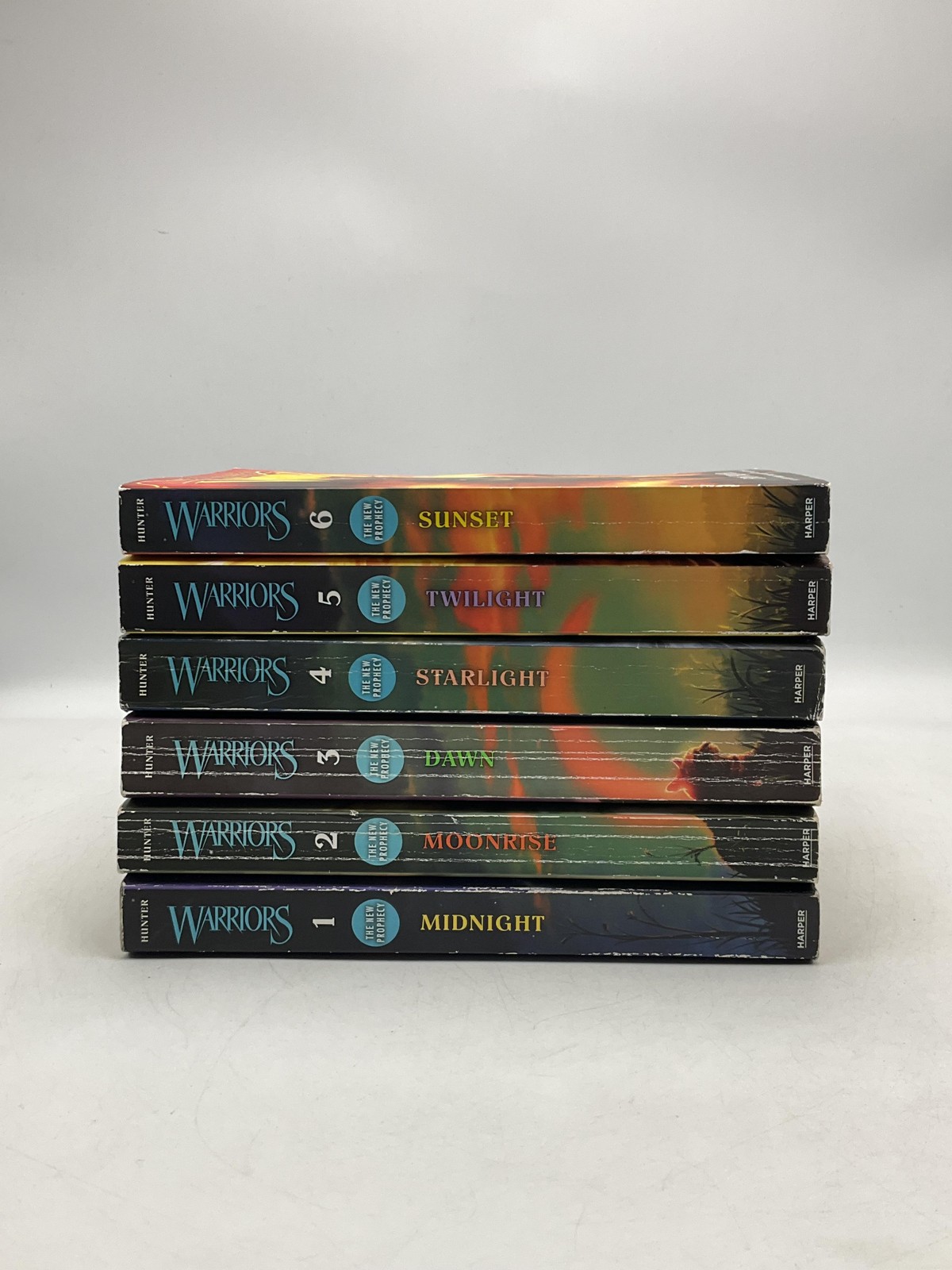 WARRIORS THE NEW PROPHECY ERIN HUNTER PAPERBACK 6 BOOK SET SUNSET-MIDNIGHT