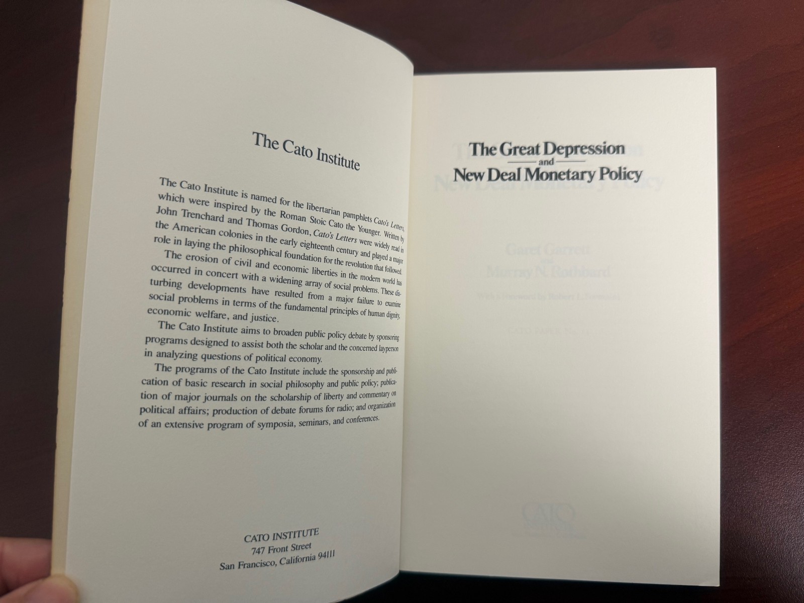 CATO Paper No. 13 The Great Depression and New Deal Monetary Policy 1980 PB