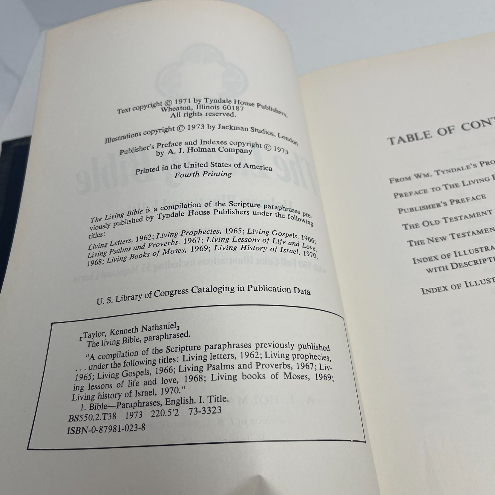 VTG – The Living Bible – Holman Illustrated Edition – 1973