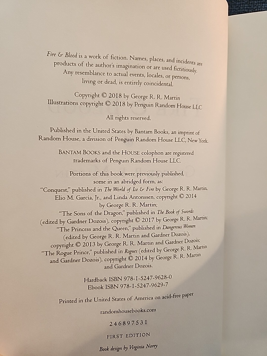 Fire & Blood by George R.R. Martin (2018, Hardcover) 1st Edition, Illustrated
