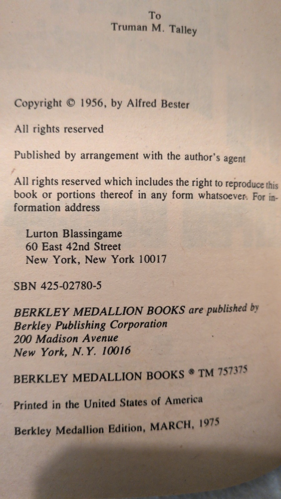 The Stars My Destination by Alfred Bester – paperback – 1975