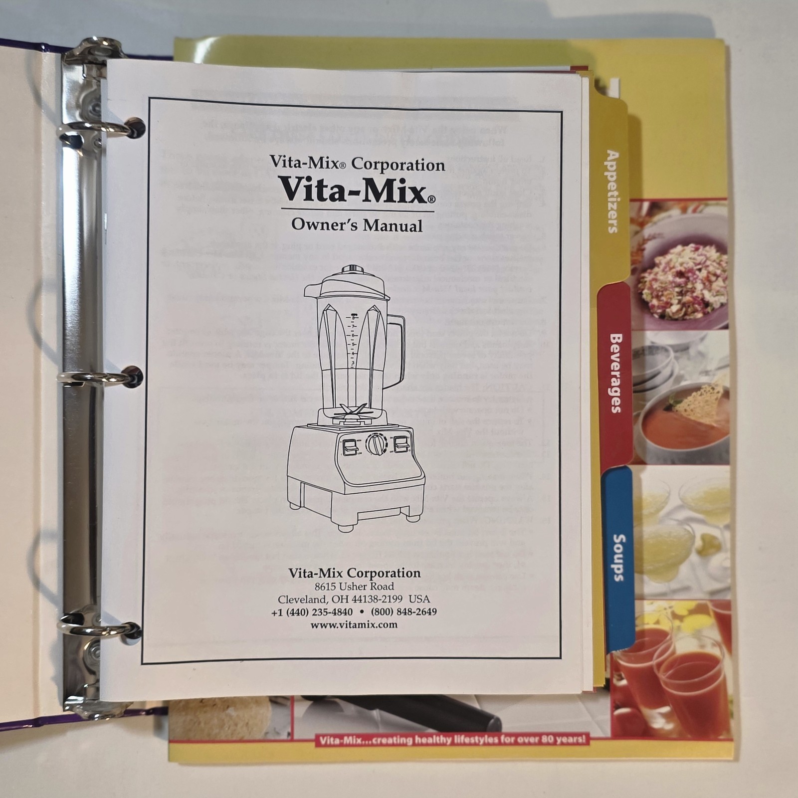 VITA-MIX Whole Food Recipes For Better Living Cookbook 3 Ring Binder