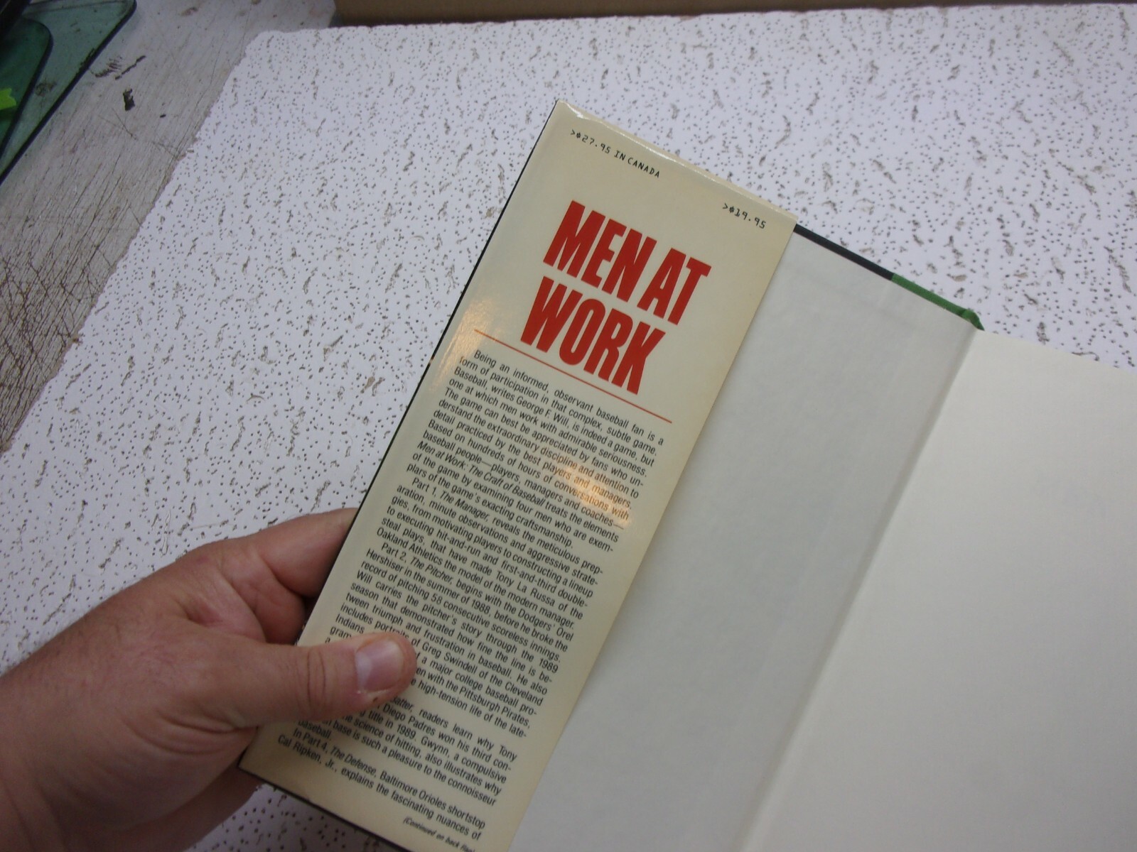 Men at Work : The Craft of Baseball by George F. Will Hardback Book