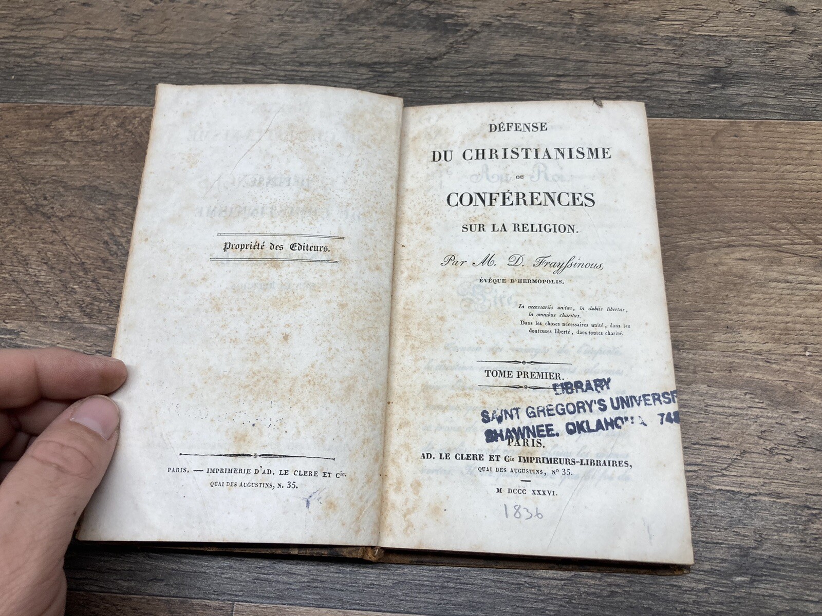 Defense du Christianisme, Frayssinous, 3 Volume Set Hardcover, 1836