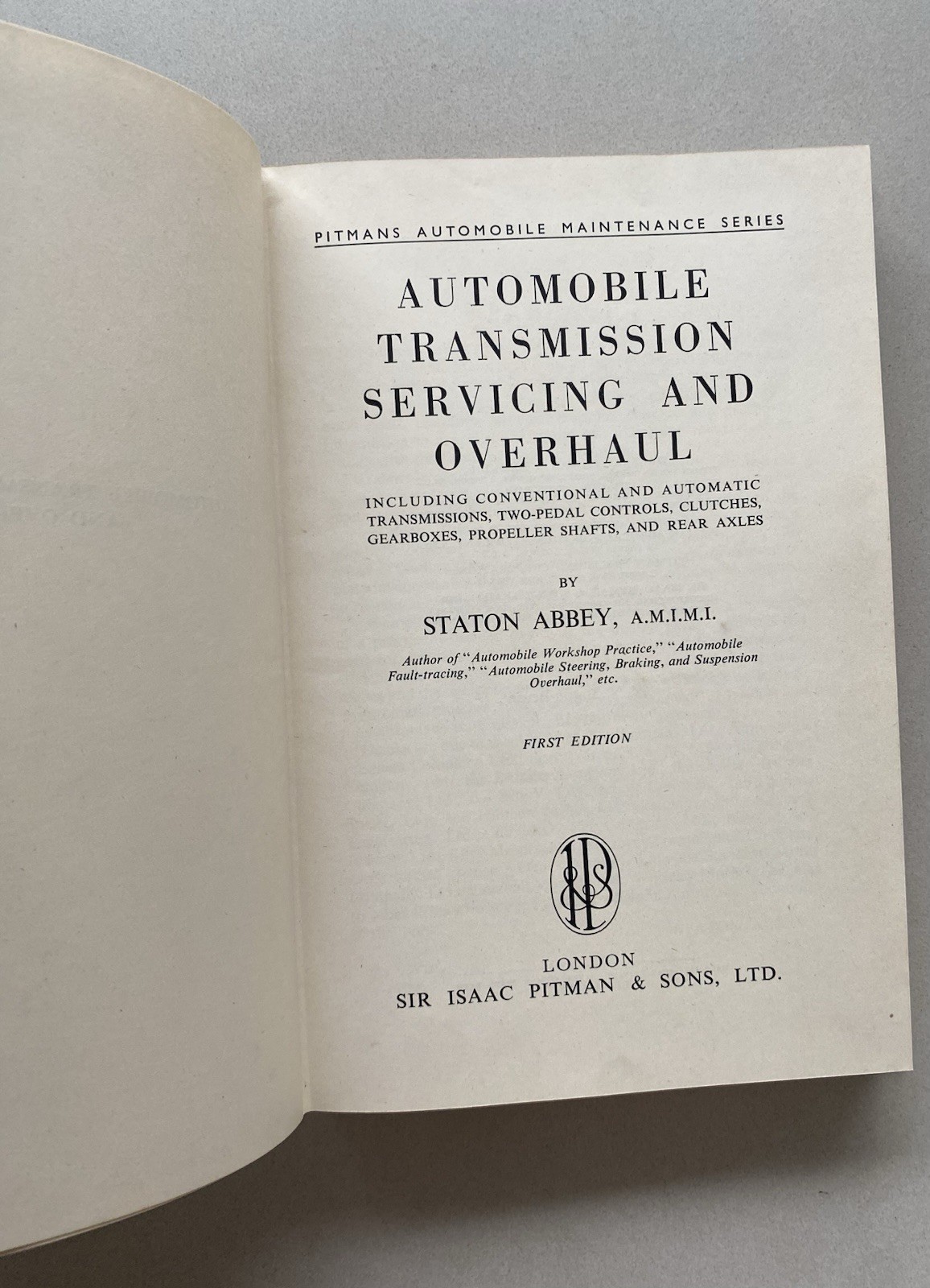 Automobile Transmission Servicing and Overhaul by Staton Abbey (1961 1st Edition