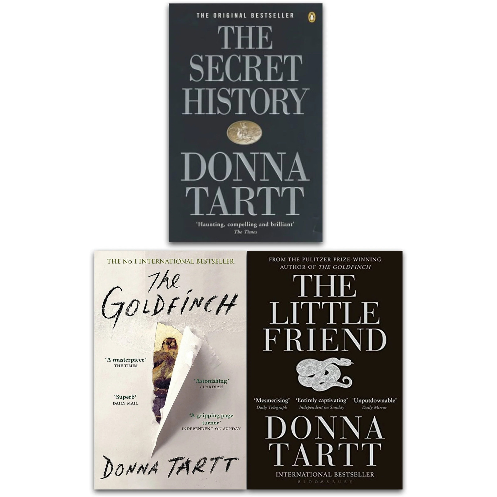 Donna Tartt Collection 3 Books Set (The Goldfinch, The Secret History, The Littl