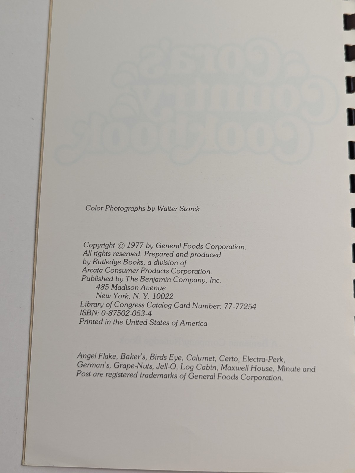 Cora’s Country Cookbook by Margaret Hamilton Spiral Bound 1977, 125 pages