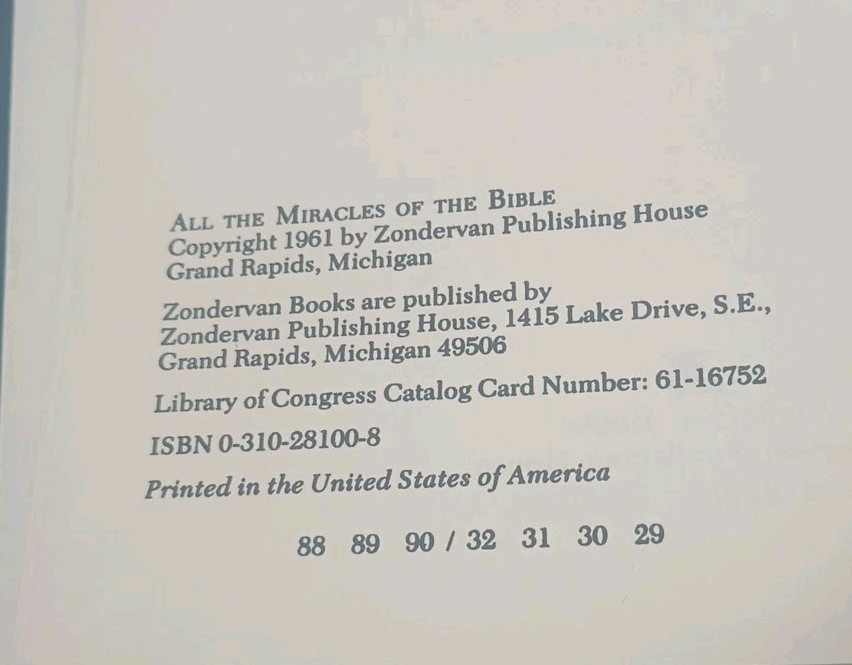 Zondervan All the Miracles of the Bible Lockyer Hardcover Reference Book 1961