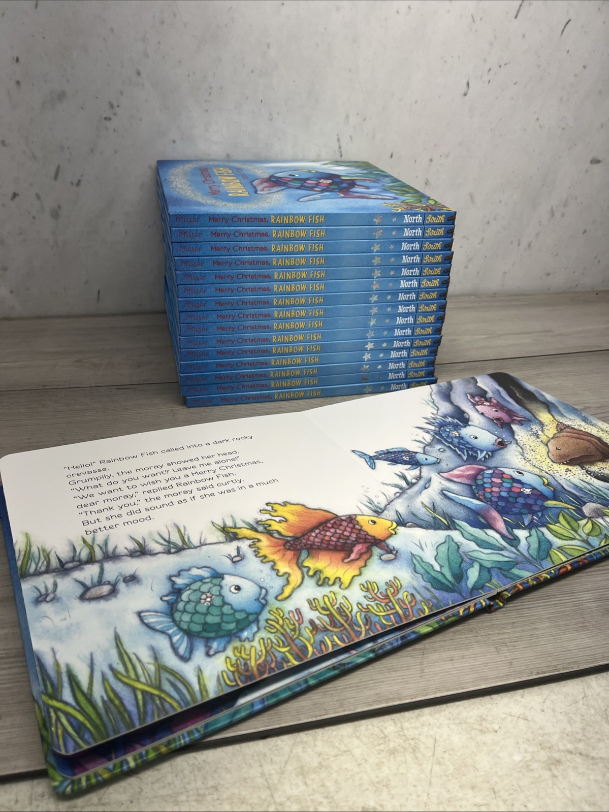 Lot Of 16 Merry Christmas Rainbow Fish, HC Books, By Marcus Poster