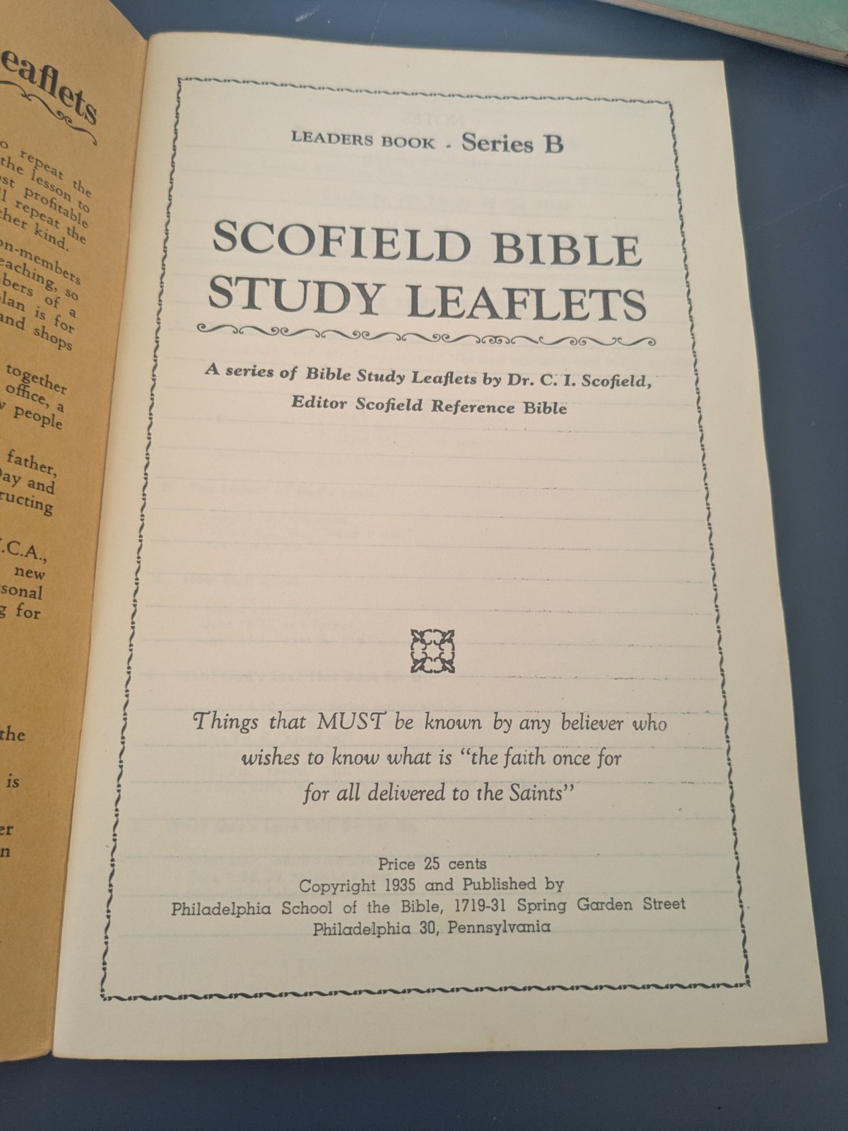Scofield Bible Study Leaflets Leaders Book Series A, B, C, D, 1935