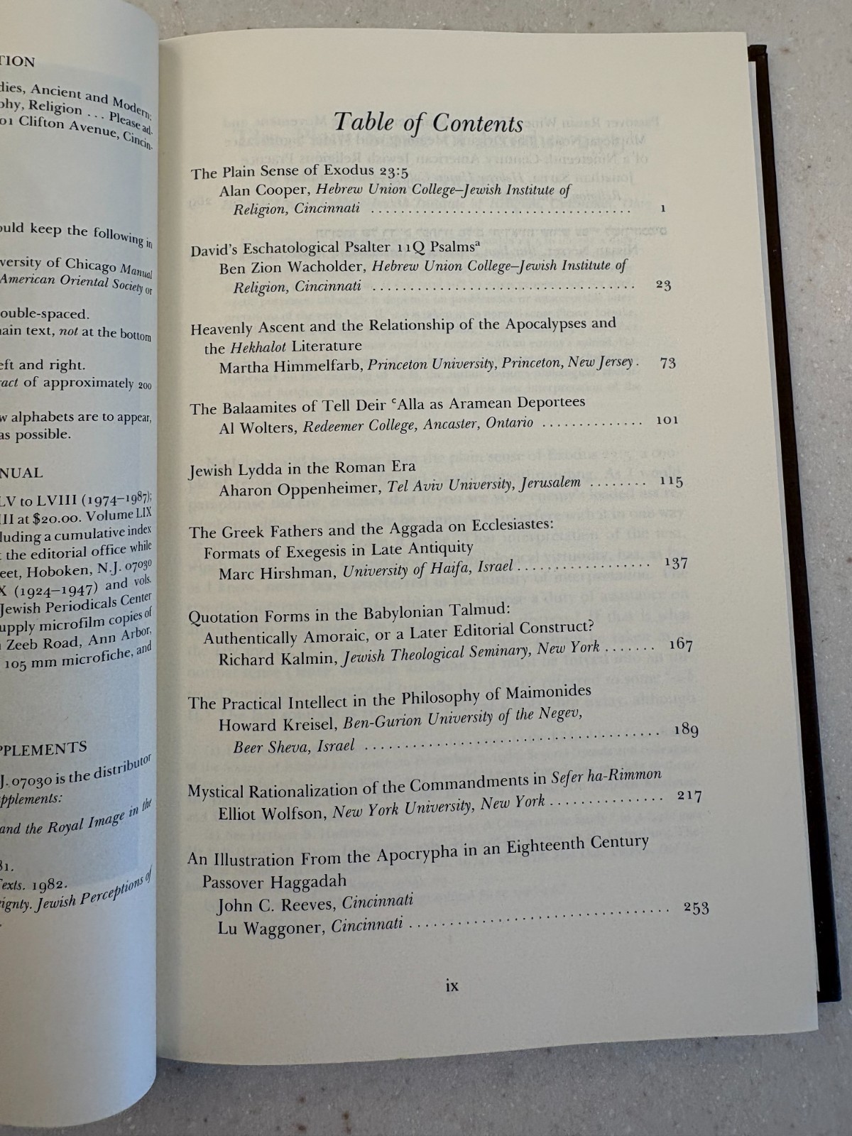 Hebrew Union College Annual, Volume LIX, 1988