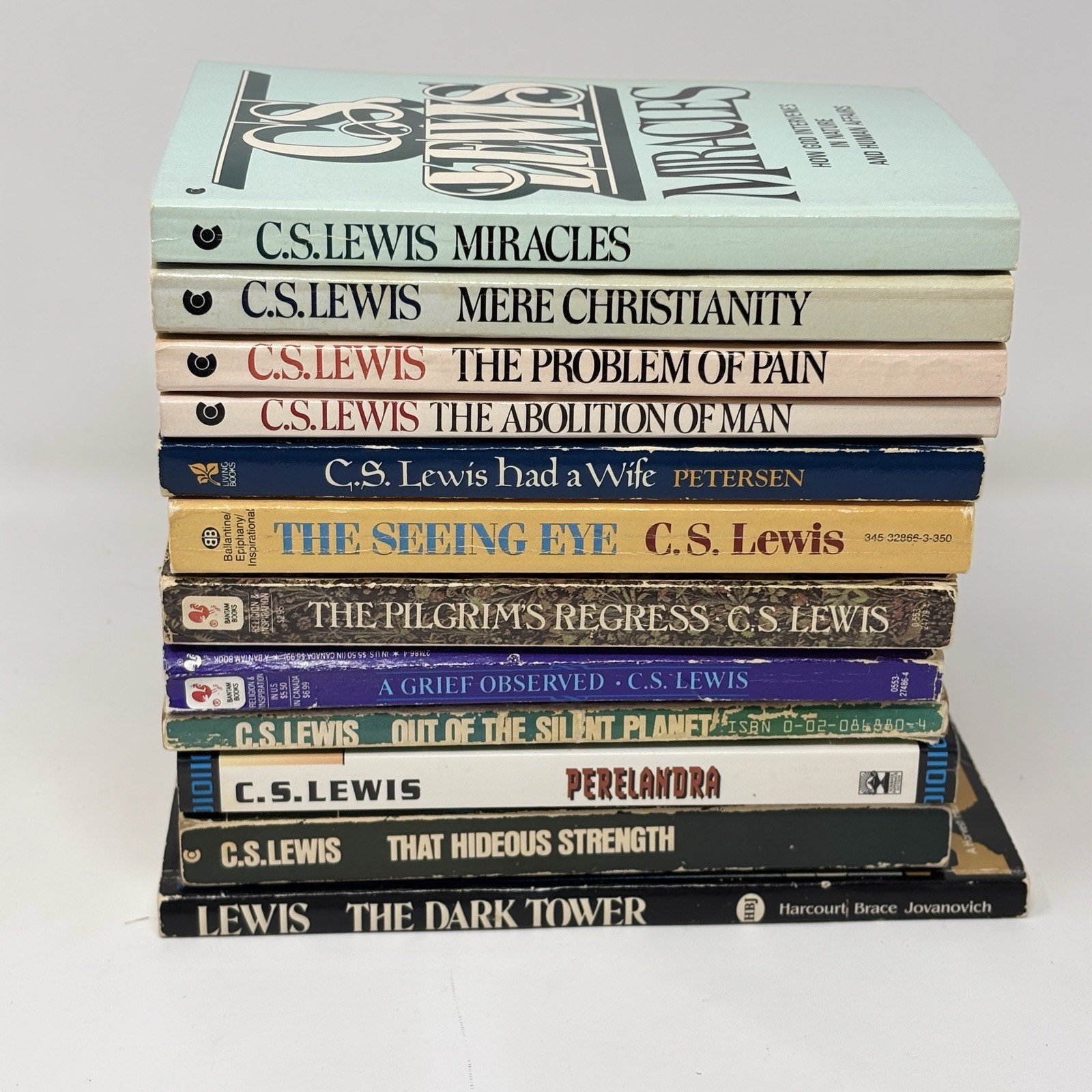 Lot of 12 C S Lewis Books Vintage Paperback Christian Fantasy Theology