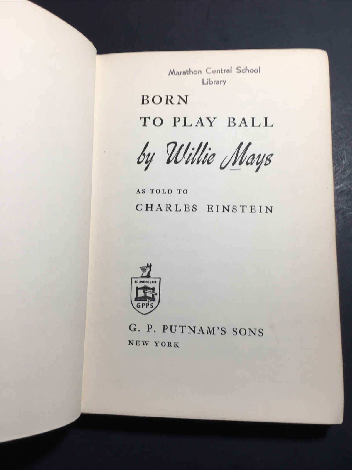 Born To Play Ball, Willie Mays by Charles Einstein Baseball 1955 2nd Impr. HC