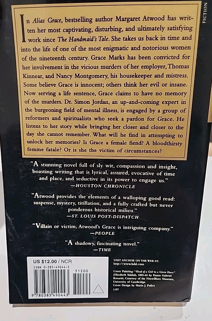 Alias Grace : A Novel by Margaret Atwood (1997, Trade Paperback)