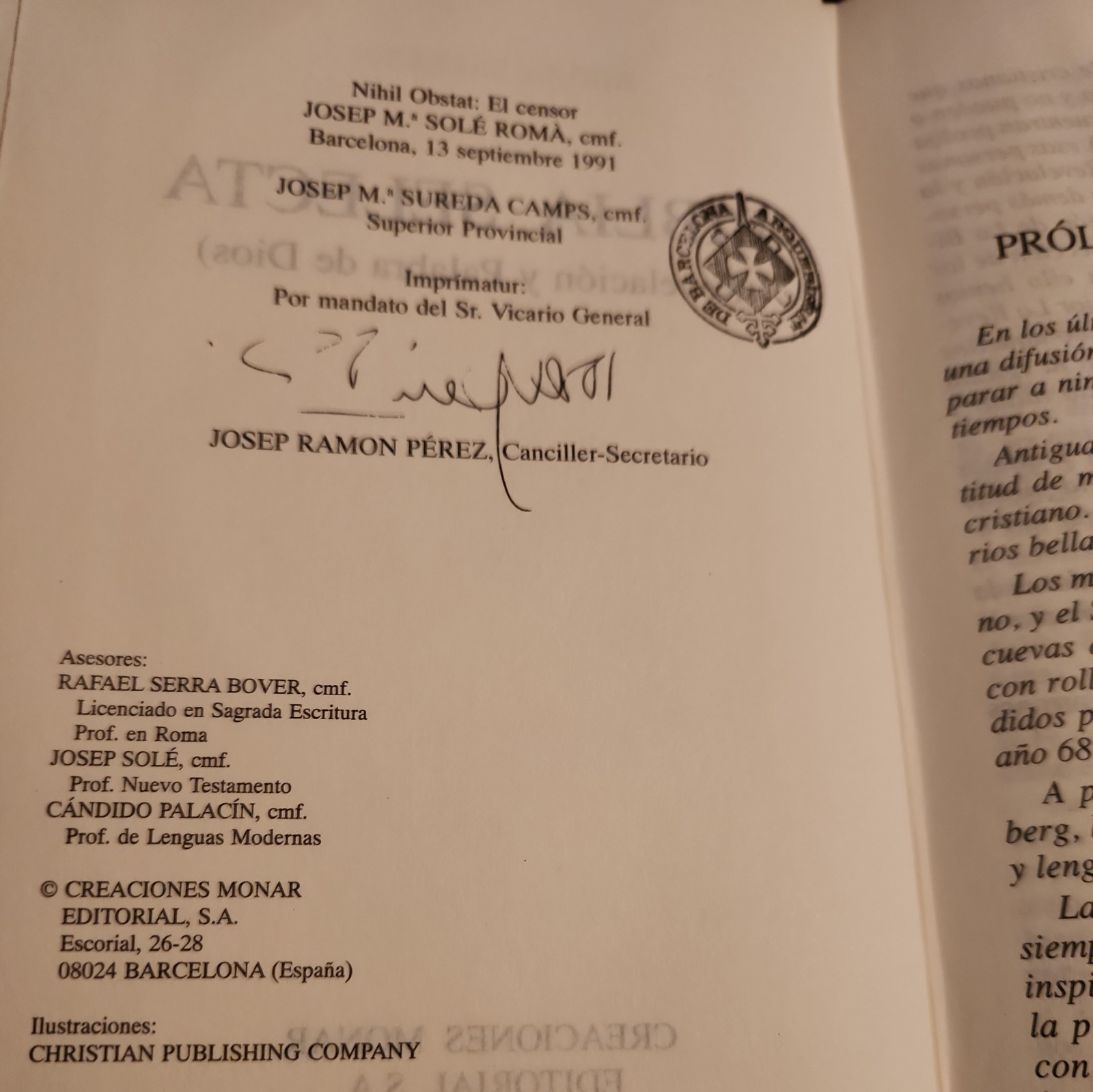 Sagrada Biblia — Revelation and the Word 1995 hardcover signed
