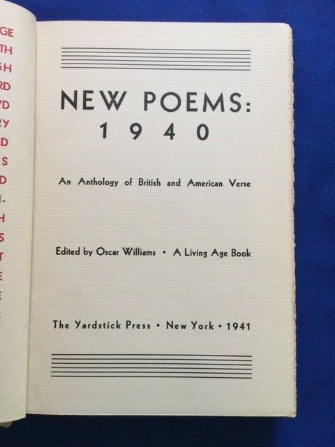 NEW POEMS 1940: AN ANTHOLOGY OF BRITISH AND AMERICAN VERSE – FIRST EDITION