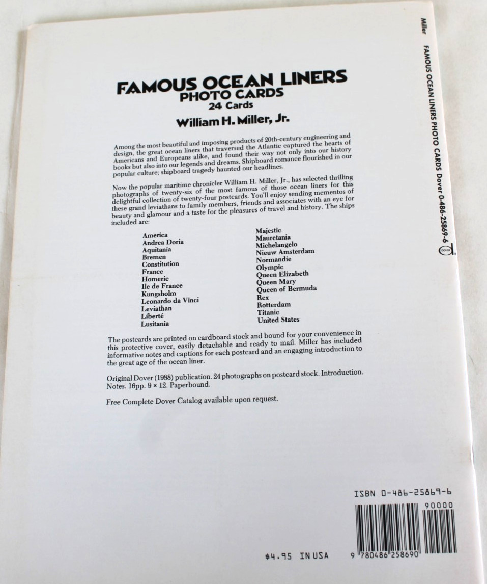 Famous Ocean Liners: A Book of 24 Photo Postcards by William H. Miller Jr.