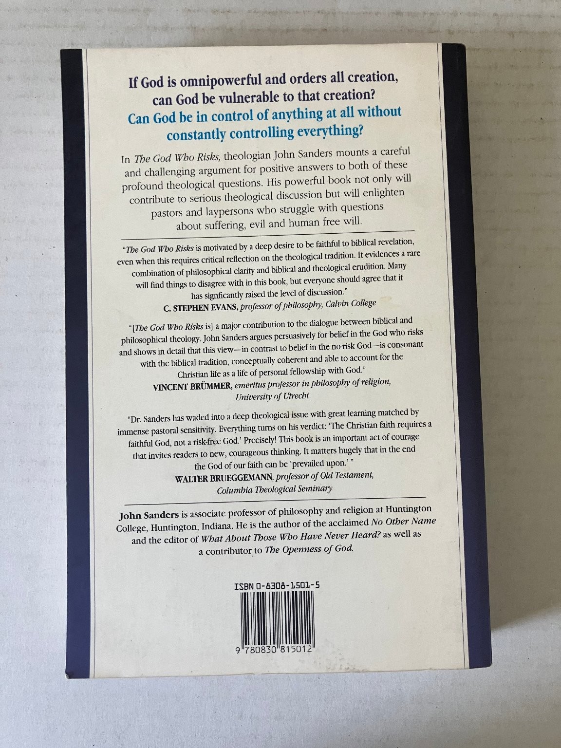 The God Who Risks John Sanders 1998 Theology of Providence InterVarsity Press