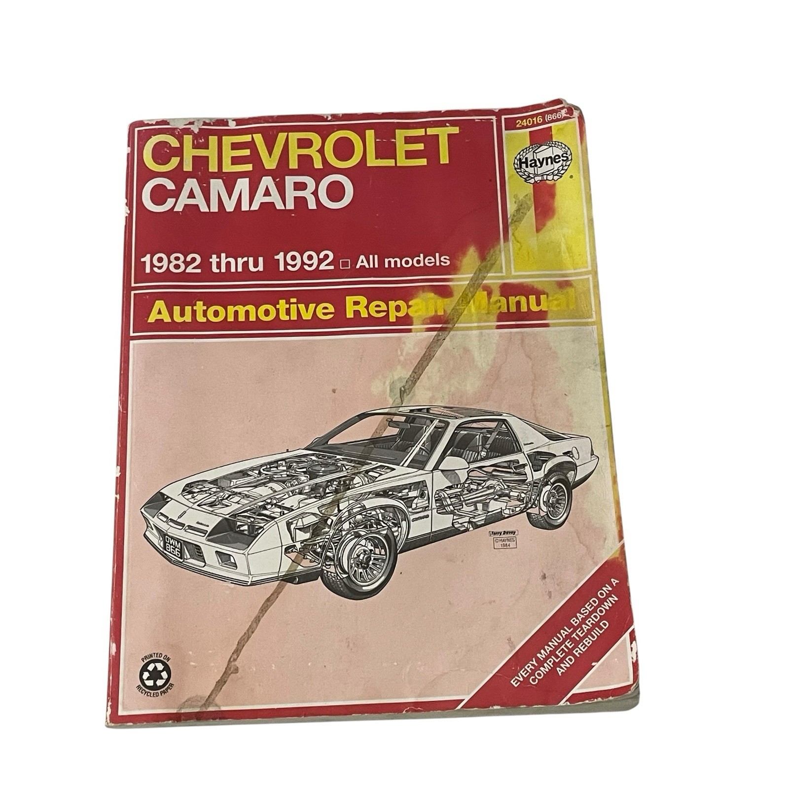 Chevrolet Camaro Haynes Repair Manual 1982 Thru 1992 All Models # 866 24016
