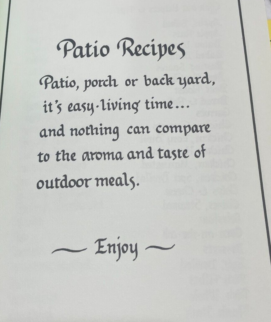 Patio Recipes Cookbook 1983 Wellspring Pub P Dutery 36 pages
