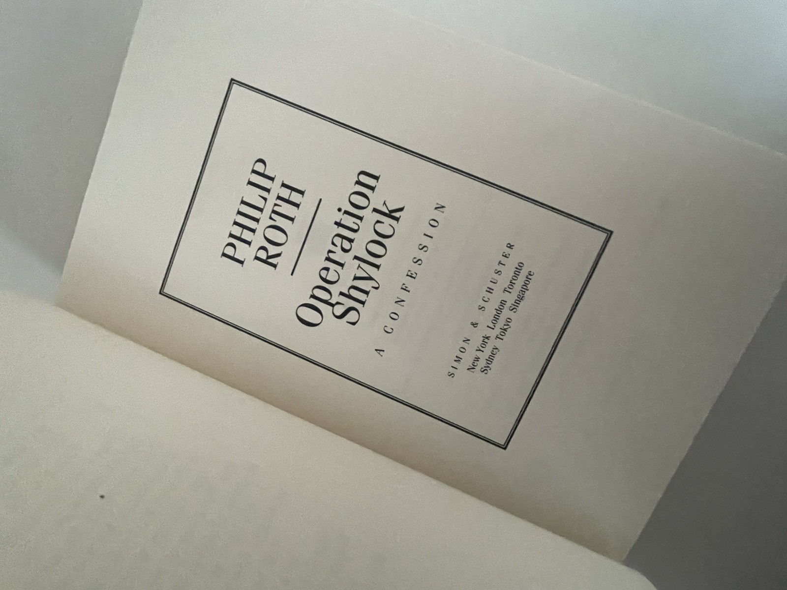 Operation Shylock – A Confession by Philip Roth- 1st Edition 1st Printing HC DJ