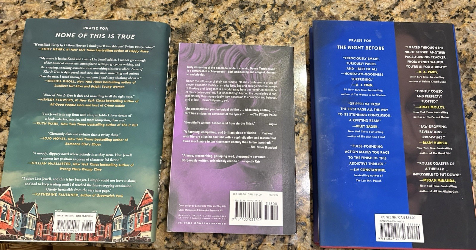 Book Lot: Secret History, None Of This Is True, The Night Before (1st Edition)