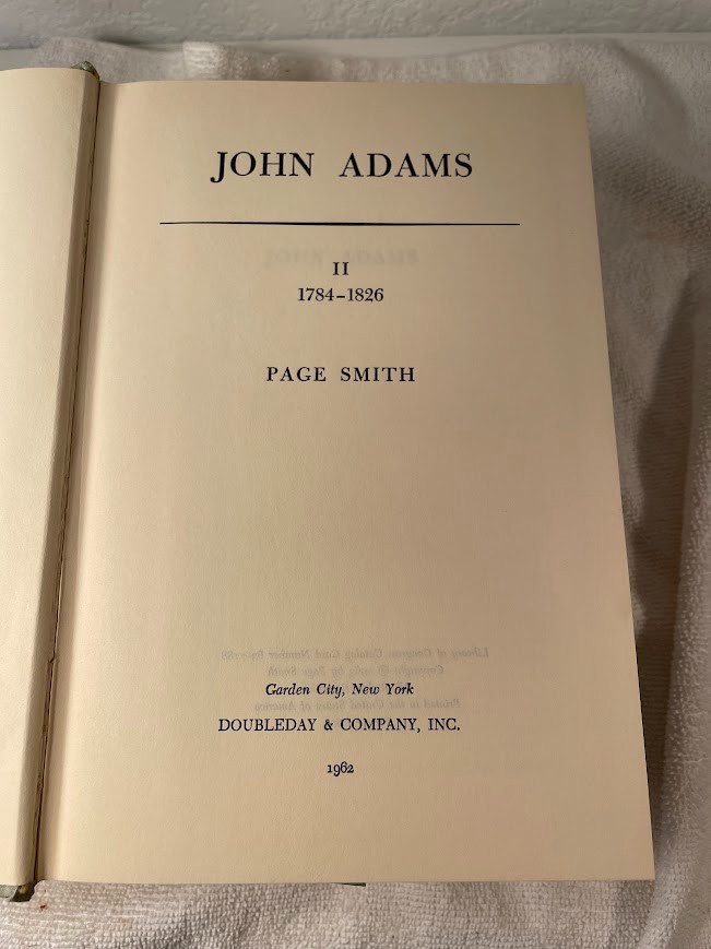 John Adams by Page Smith, 1962, 2 Vol, Hardcover, Boxed set, Biography