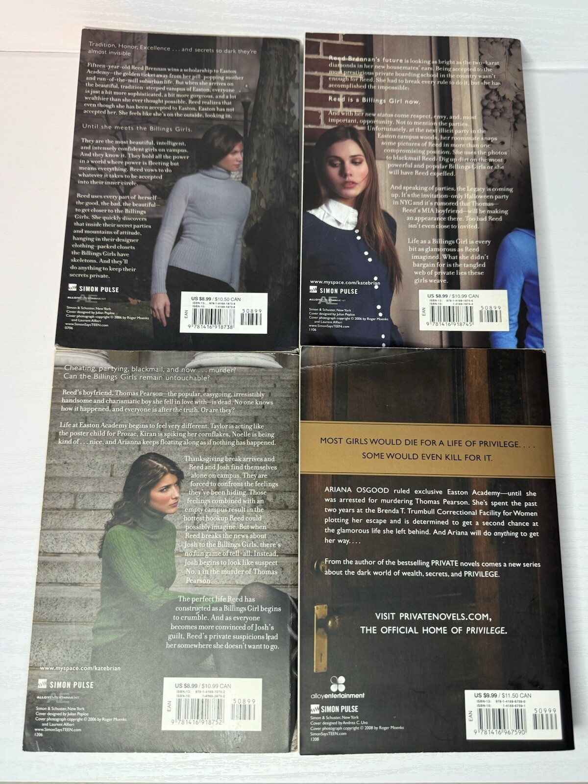 A Private Novel Kate Brian 1,2,3,4,8,9 + Prequel + Privilege Book 1. See Descrip