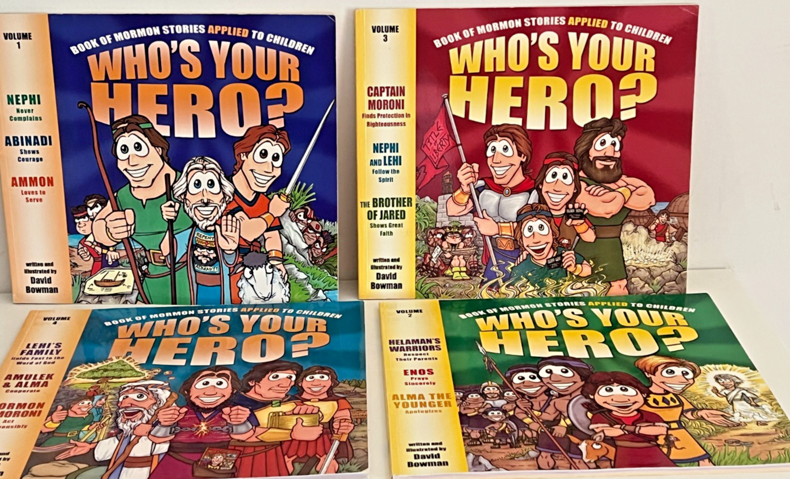 Lot: Who’s Your Hero? Vol. 1,2,3 & 4 : Book of Mormon Stories Applied to Child