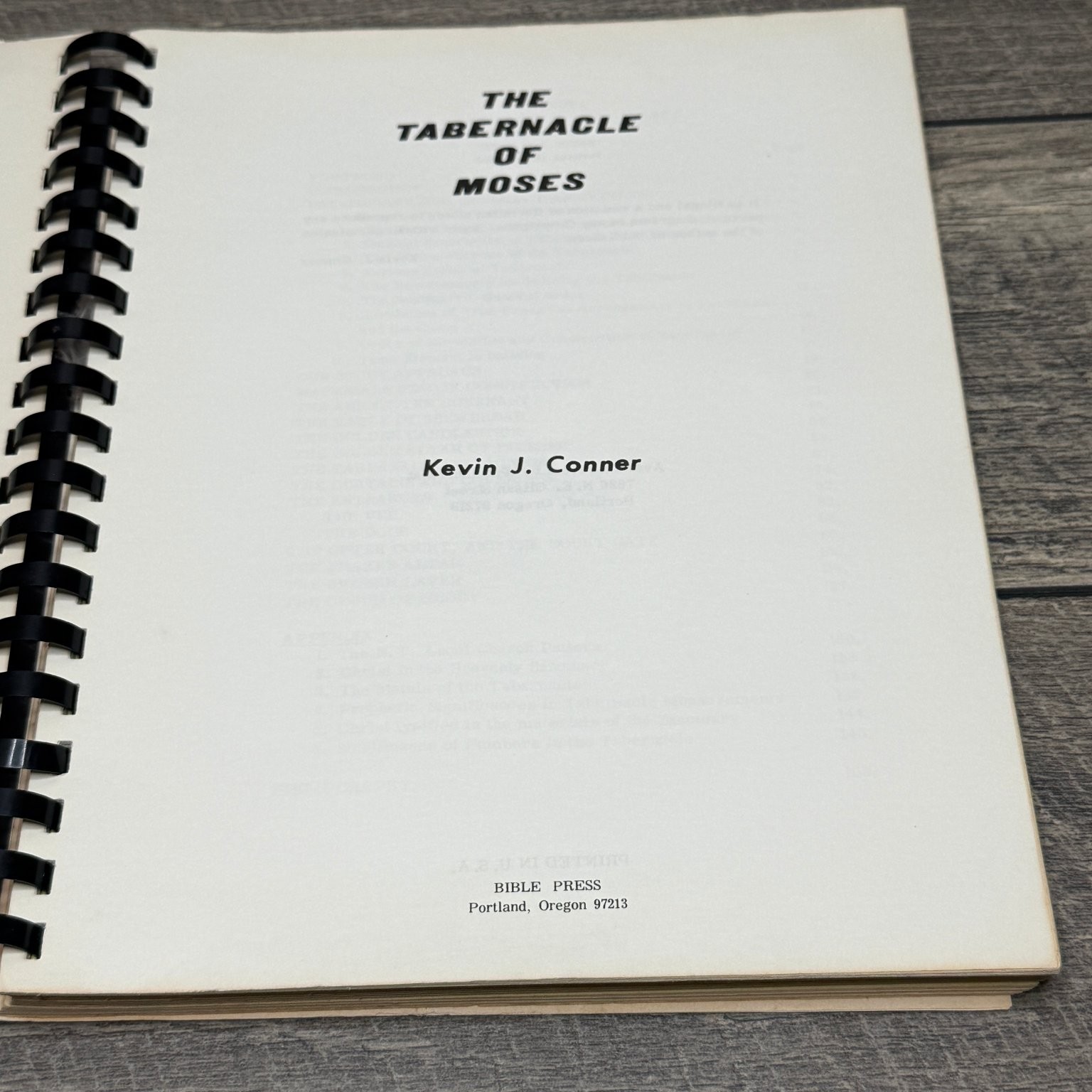 The Tabernacle of Moses Kevin J. Conner 1975 Restoration Series Bible Press