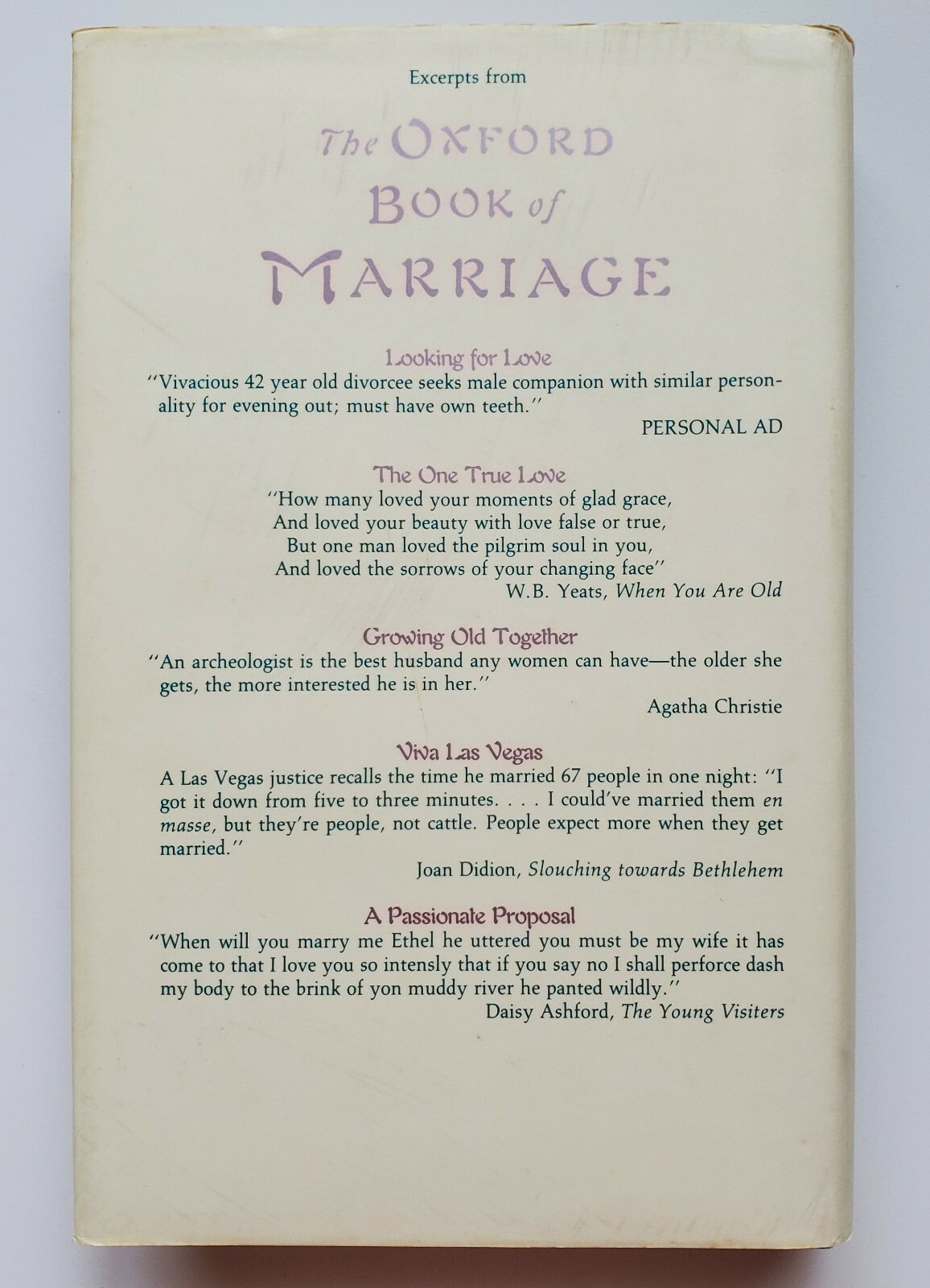 The Oxford Book of Marriage by Helge Rubinstein 1990 w/Dust Jacket