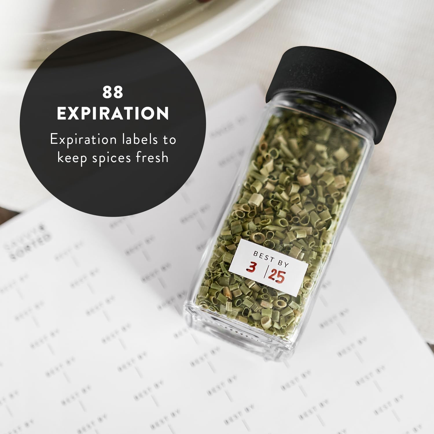 Glass Spice Jars with Label 24 PK – 4 Oz Spice Containers with 374 Minimalist Pr