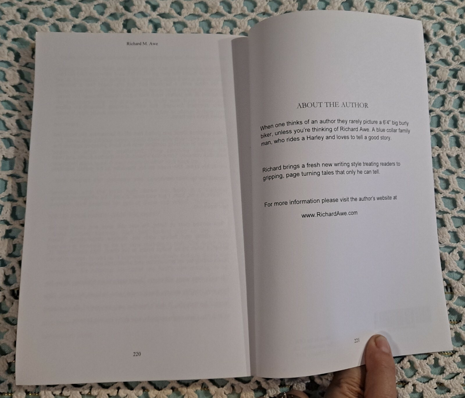 Cry For Me by Richard M. Awe, Feb 2015, SIGNED by Author, 221 pages, softcover