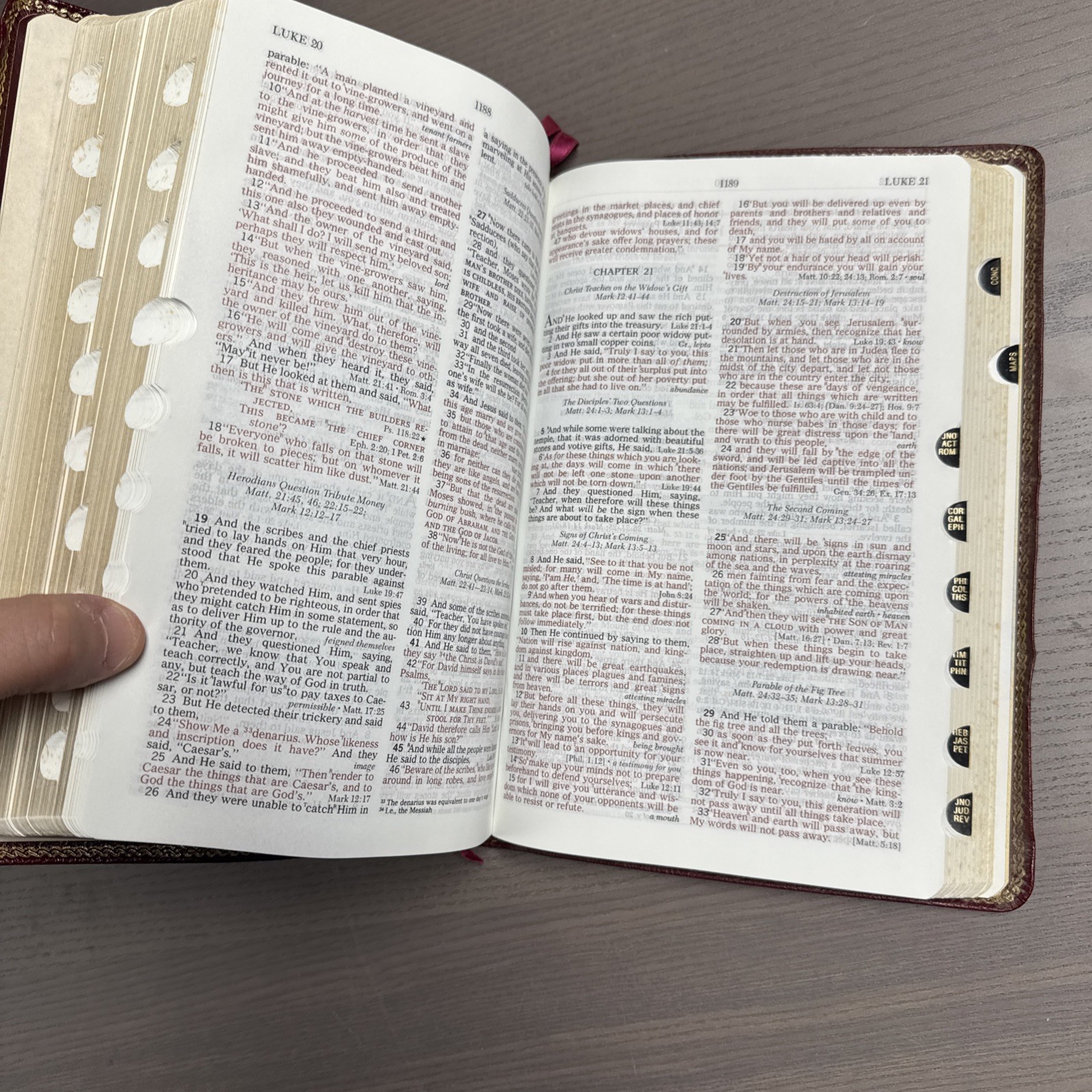The New Open Bible NAS Study Edition Genuine Leather Burgundy 1976BG