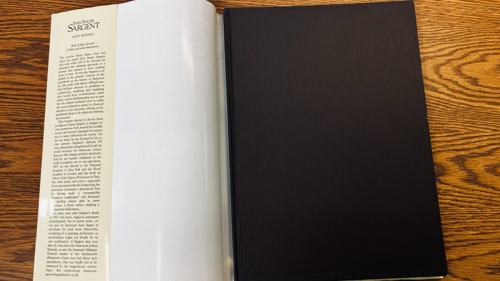 John Singer Sargent, Kate F. Jennings, HC/DJ, 1991, Reprint 2003, 14.5 x 10.5 in