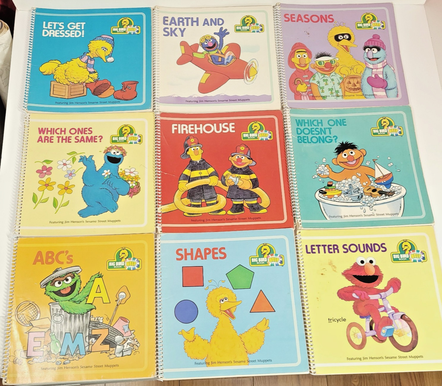 Big Bird Beep Books Paperback Spiral 1989 Lot of 9