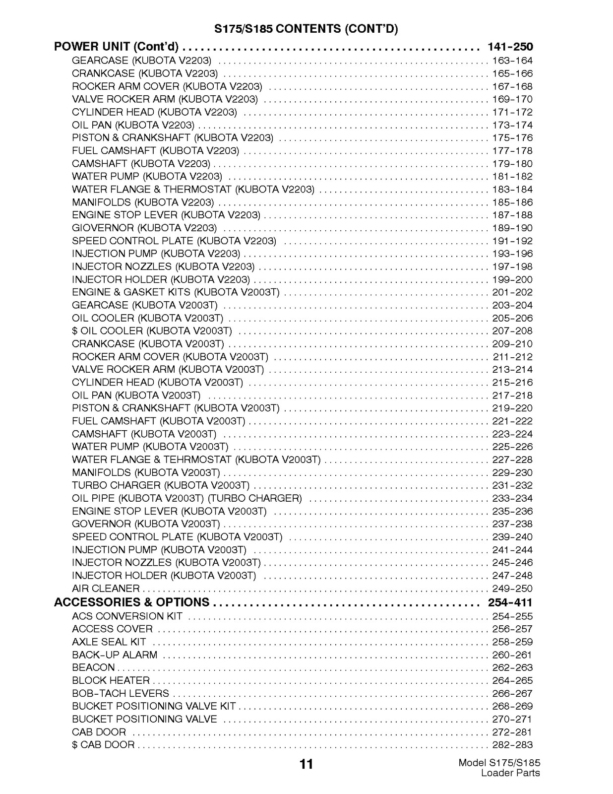 BOBCAT S175 S185 Parts Manual 2003 SN 517625001 Up – WIRE BOUND – TOUGH COVERS