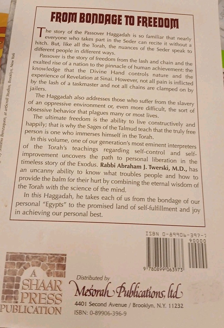 From Bondage to Freedom : The Passover Haggadah by Abraham J. Twerski 1995