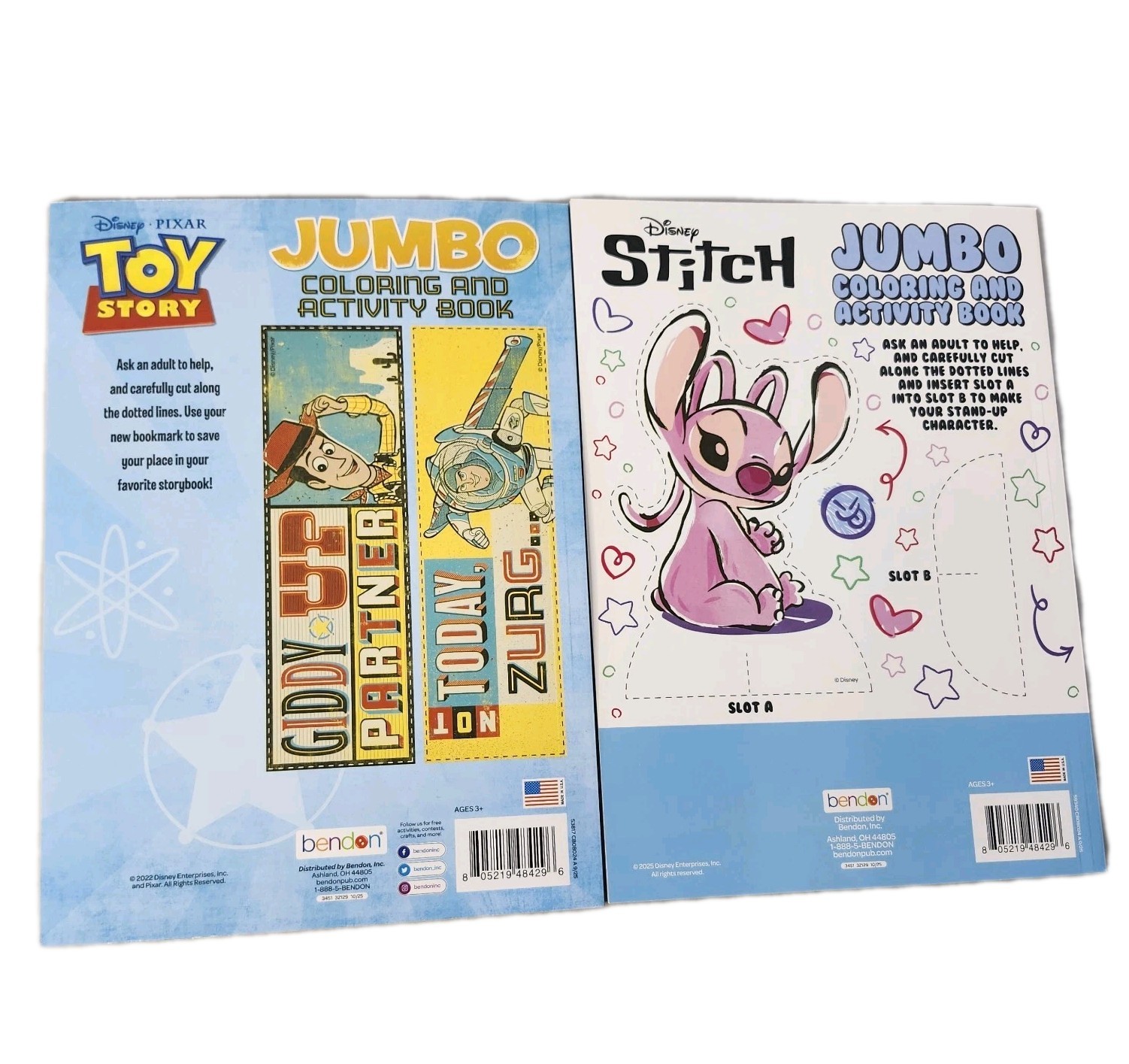 Set of 2 Disney Pixar Toy Story Buzz Lilo & Stitch Alien Color Coloring Book Lot